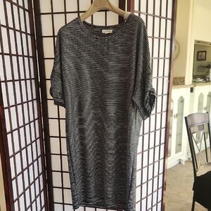 Max Studio Black and White Striped Tee Dress